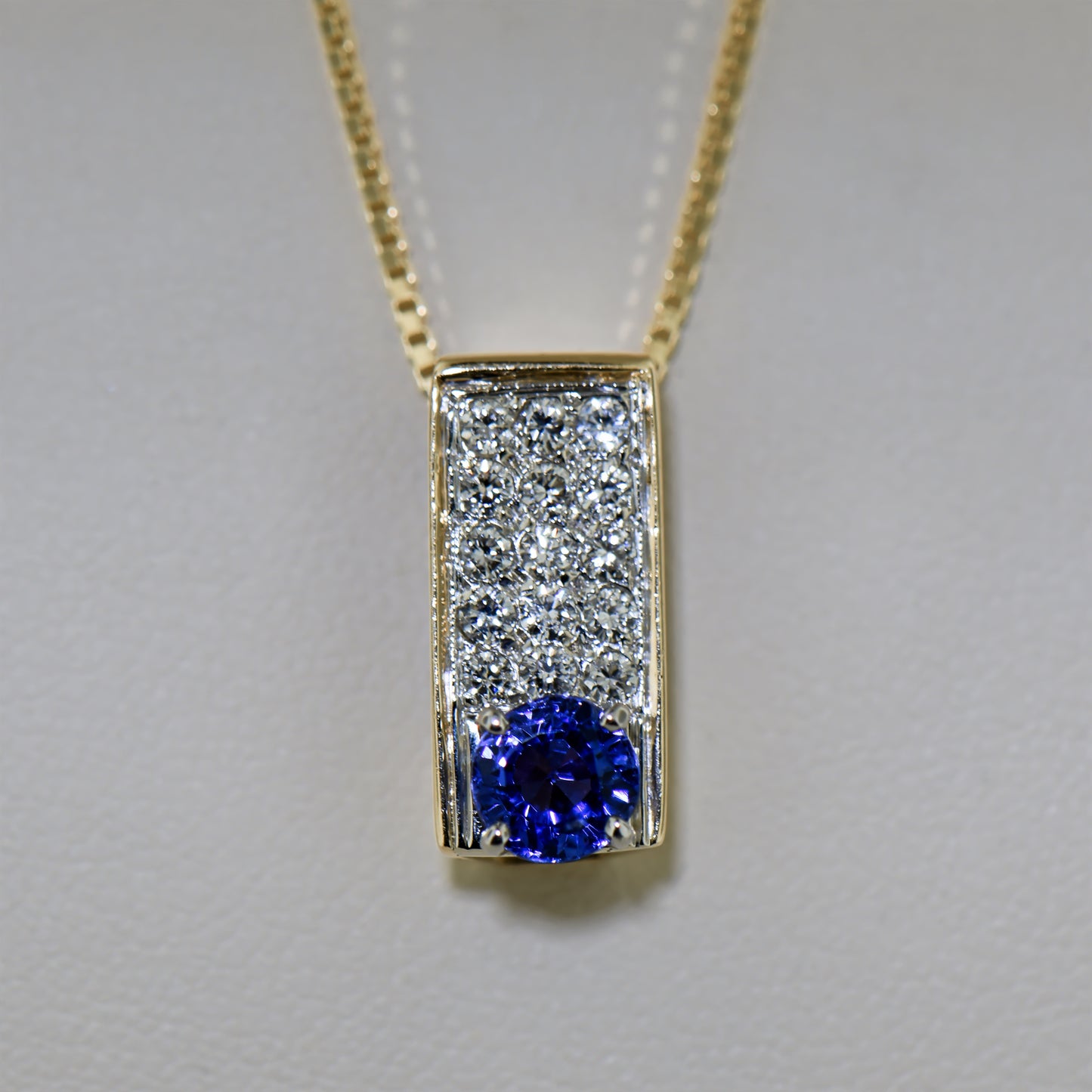 Sapphire and Diamond Rectangular Slide Pendant