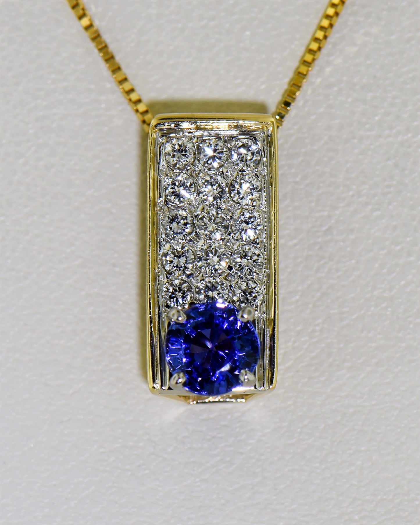 Sapphire and Diamond Rectangular Slide Pendant