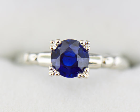 Vintage Sapphire Solitaire Ring in Platinum