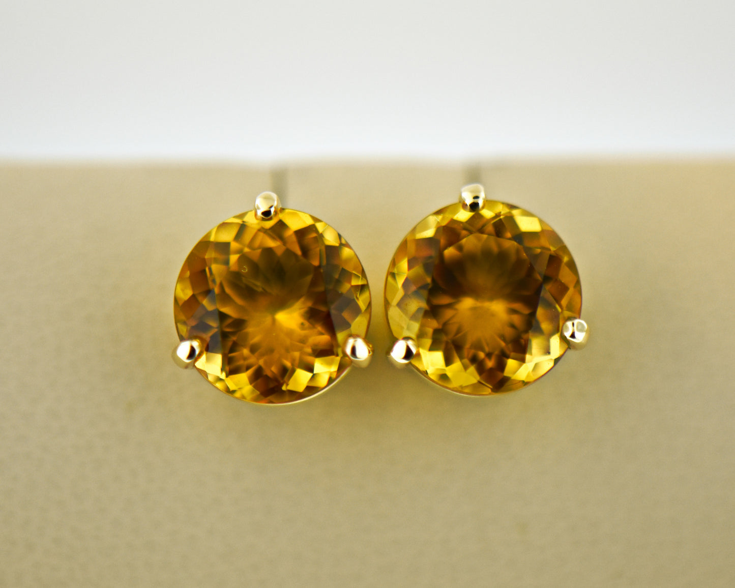 Golden Orange Scapolite Stud Earrings in Yellow Gold