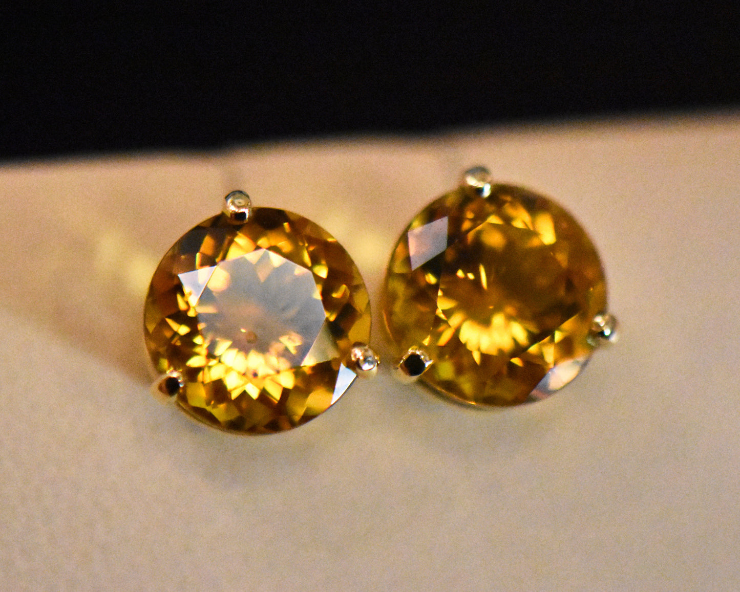 Golden Orange Scapolite Stud Earrings in Yellow Gold