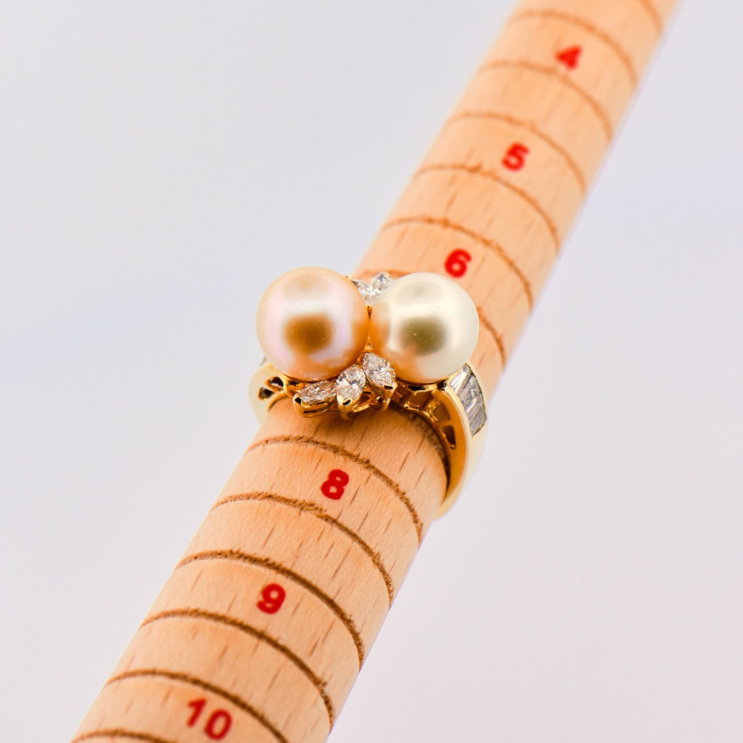 South Sea Pearl and Diamond Spray Ring in Yellow Gold