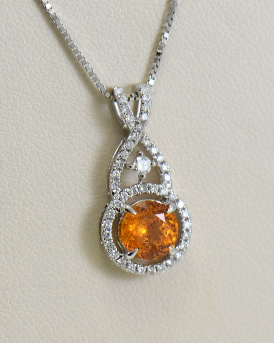 Spessartite Halo Pendant- Rare Orange Garnet