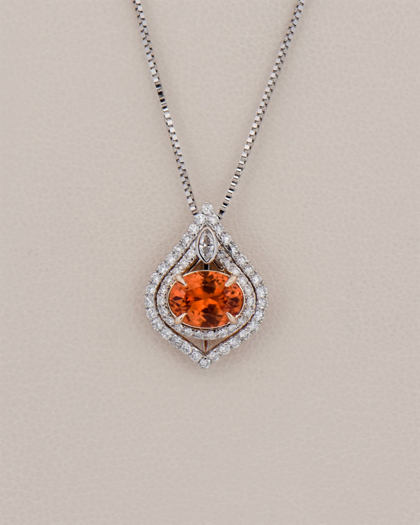 Spessartite and Diamond Pendant in Two-Tone Gold