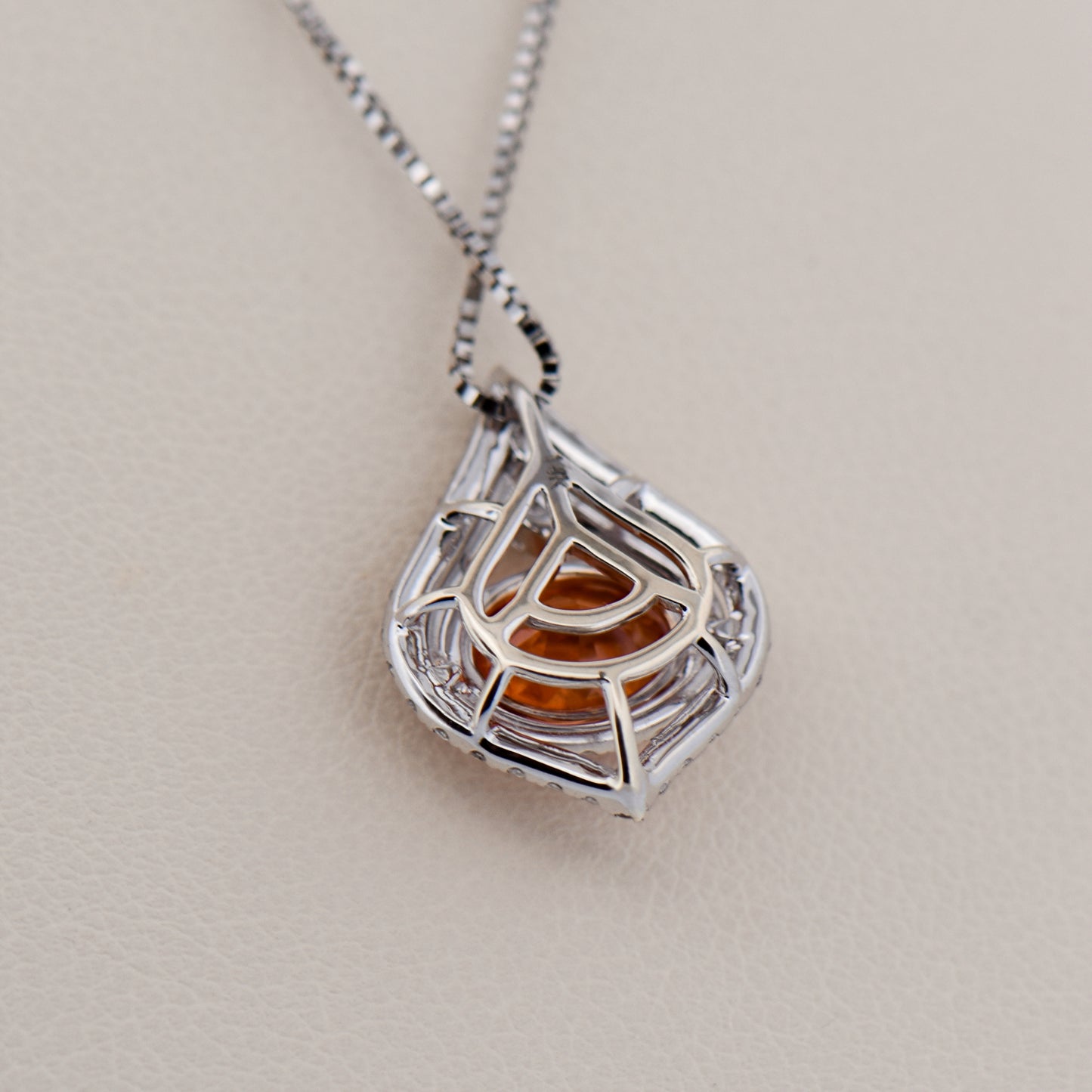 Spessartite and Diamond Pendant in Two-Tone Gold
