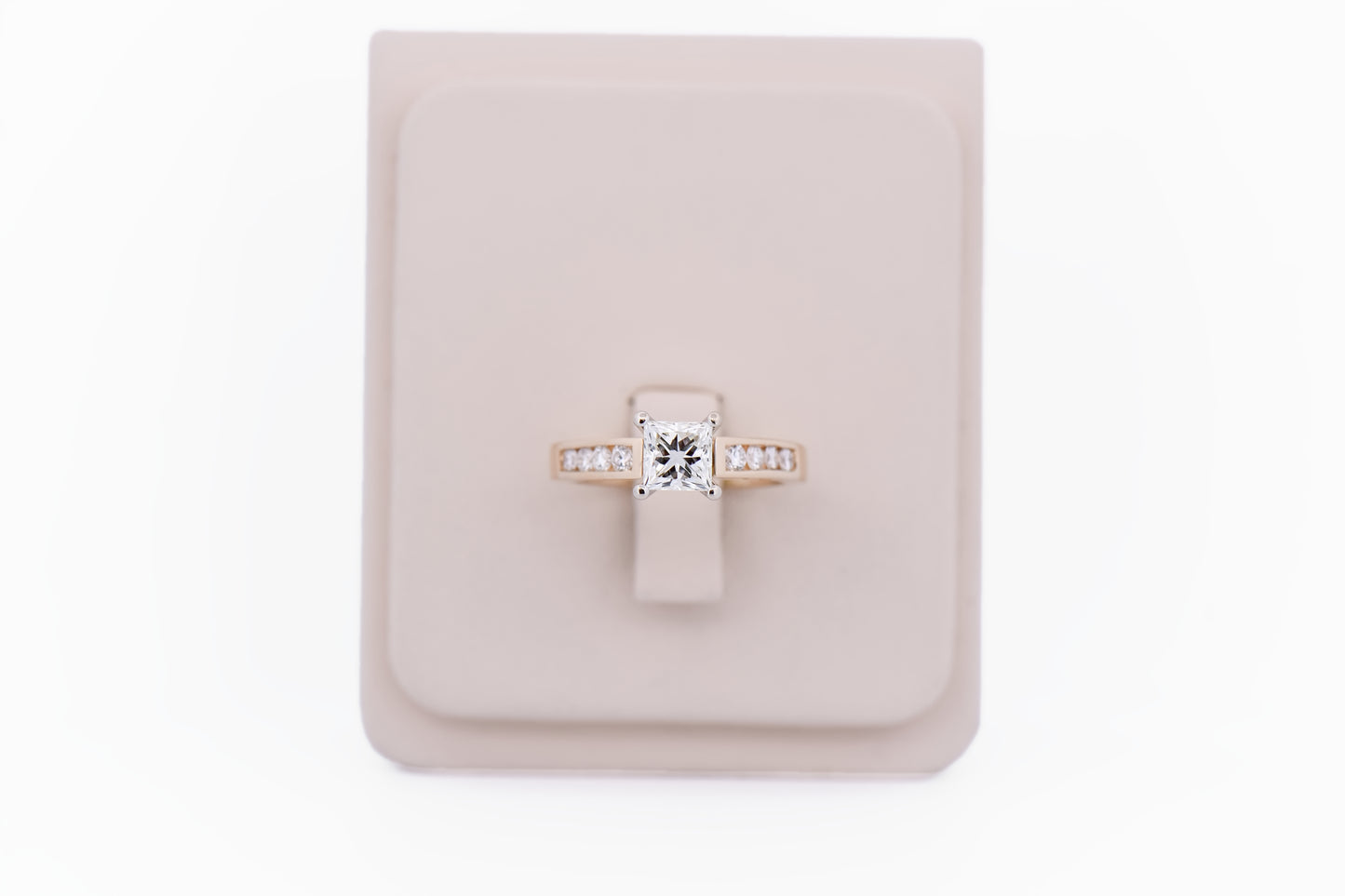 Square Princess Cut Diamond Engagement Ring with Channel Set Accents