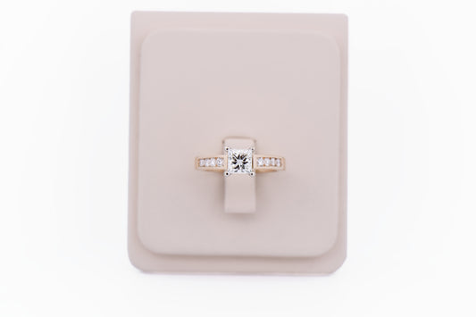 Square Princess Cut Diamond Engagement Ring with Channel Set Accents