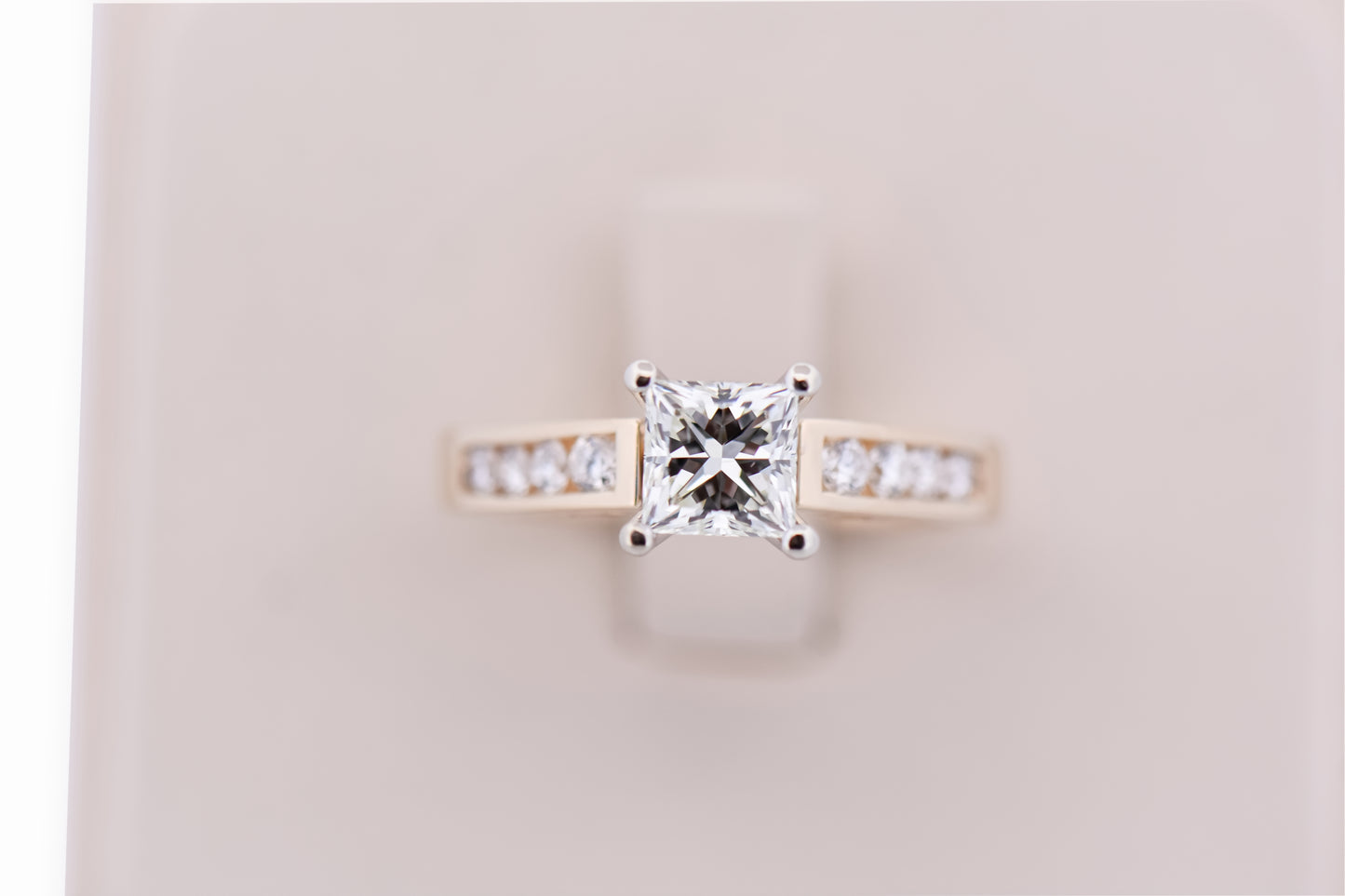 Square Princess Cut Diamond Engagement Ring with Channel Set Accents