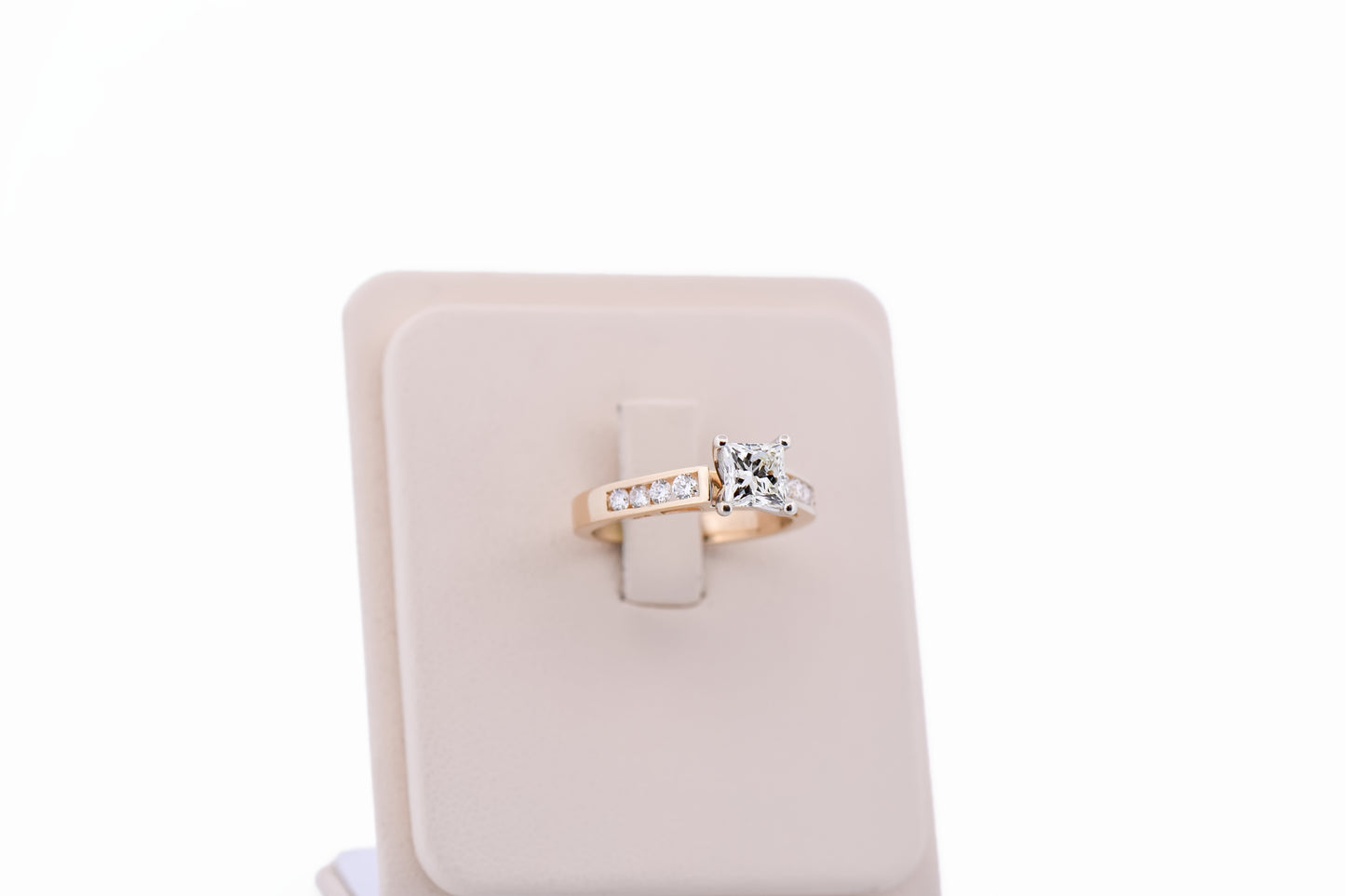 Square Princess Cut Diamond Engagement Ring with Channel Set Accents