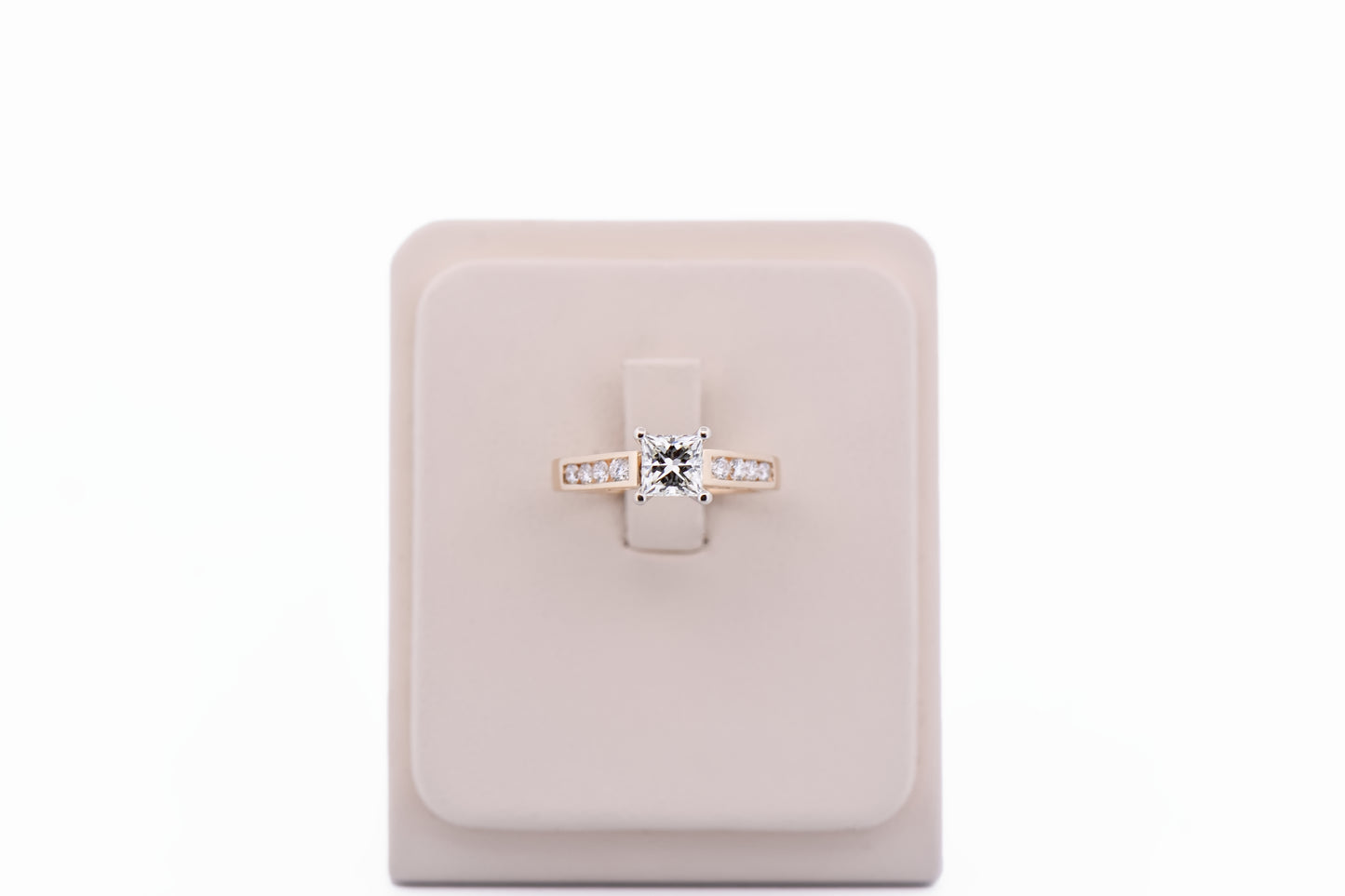 Square Princess Cut Diamond Engagement Ring with Channel Set Accents