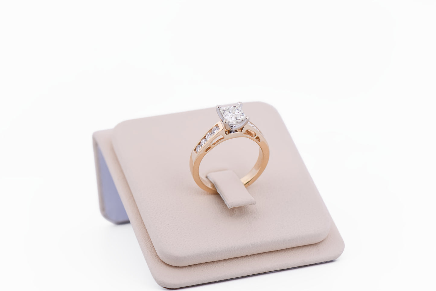 Square Princess Cut Diamond Engagement Ring with Channel Set Accents