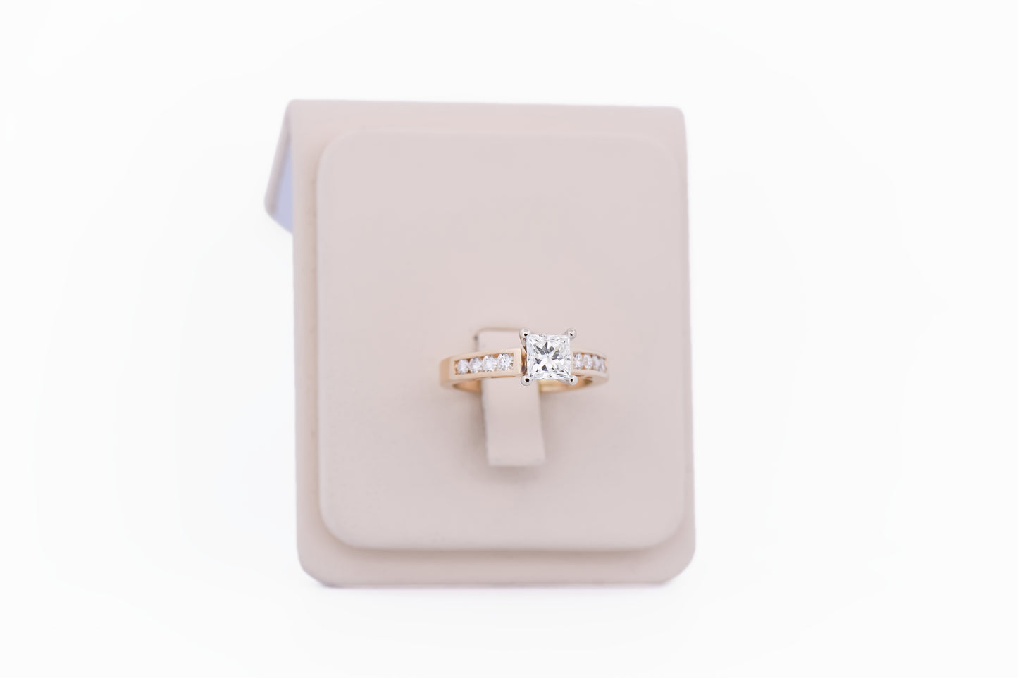 Square Princess Cut Diamond Engagement Ring with Channel Set Accents