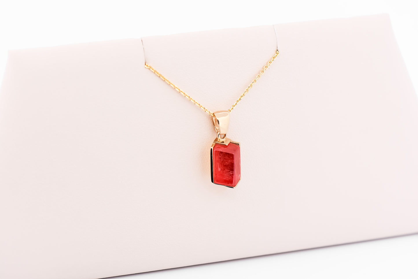 Sweet Home Mine Rhodochrosite Crystal Pendant in 14k Gold