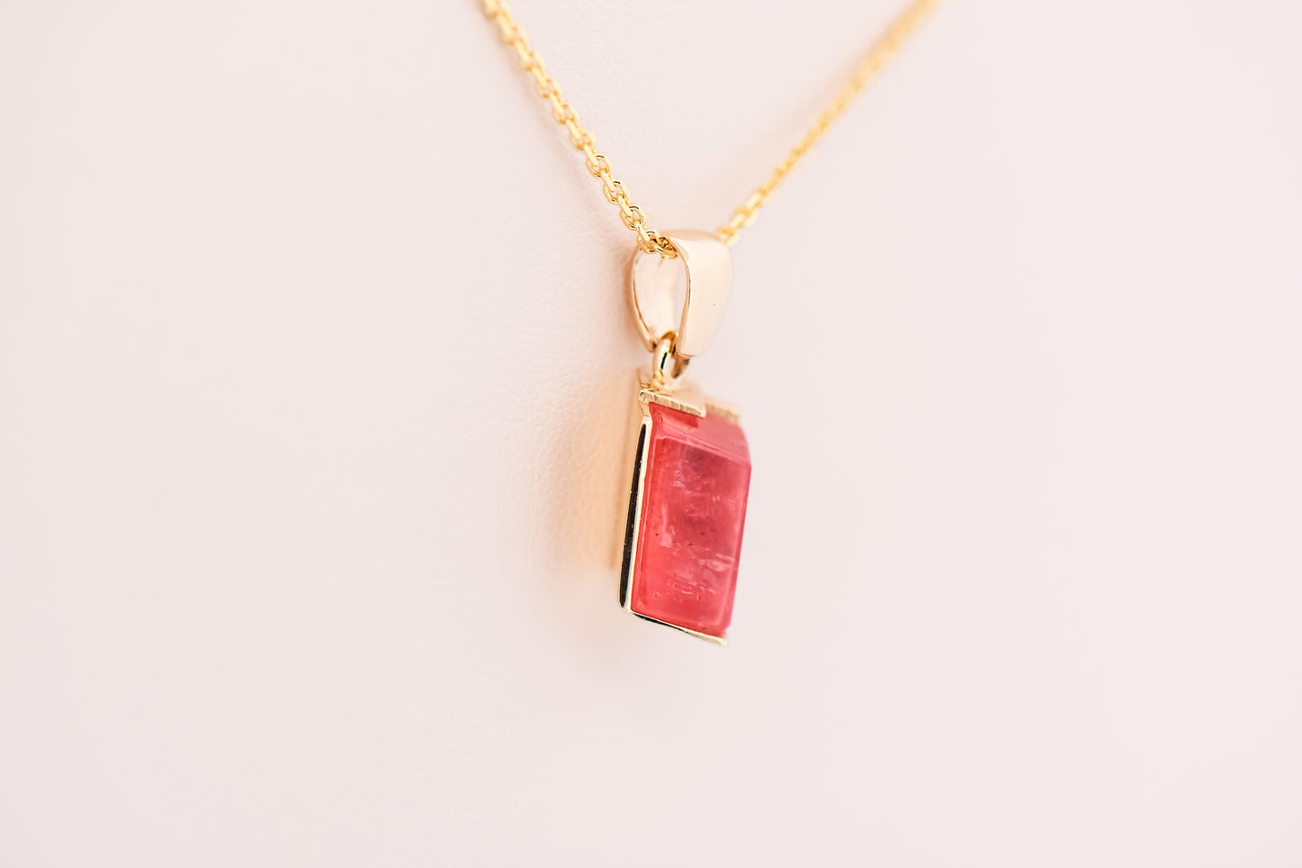 Sweet Home Mine Rhodochrosite Crystal Pendant in 14k Gold