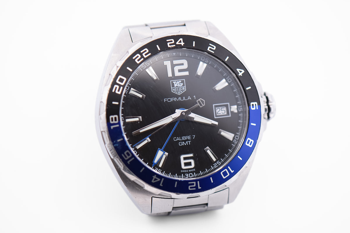 TAG Heuer Formula 1 Calibre 7 GMT Automatic Watch "Batman" Blue & Black Bezel