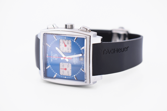 Tag Heuer Monaco Calibre 12 Automatic Chronograph Wristwatch with Blue Dial