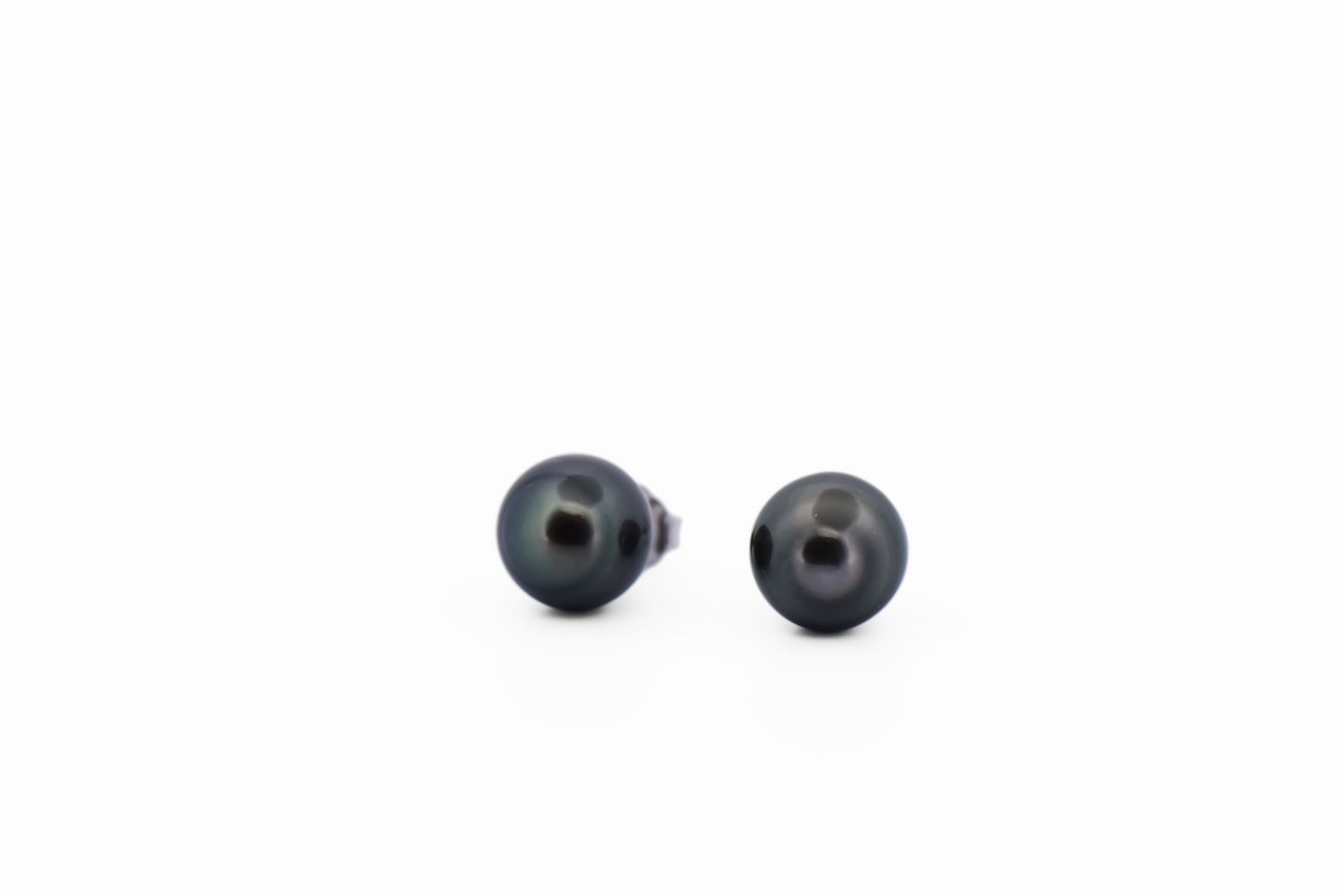 Tahitian Black Pearl Stud Earrings in 14k White Gold