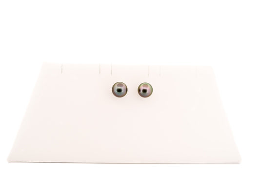 Tahitian Black Pearl Stud Earrings in White Gold