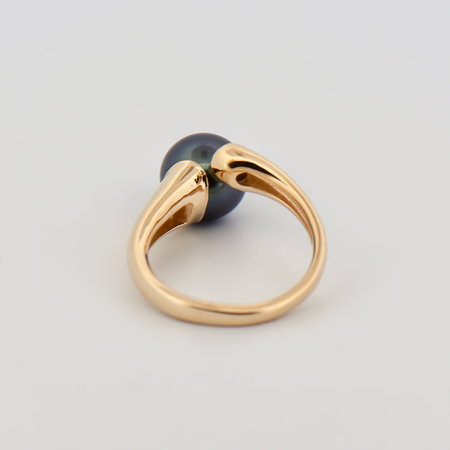 Tahitian Pearl and Diamond Bypass Ring in Yellow Gold