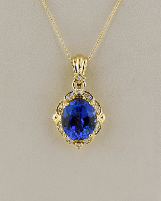 Estate Chromia 18k Gold & AAA Tanzanite Pendant