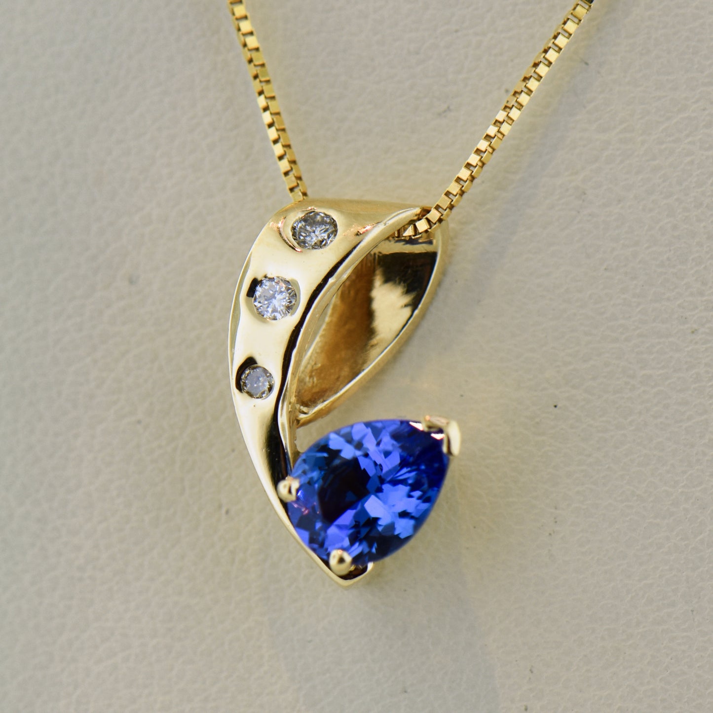 Freeform Pear Shape Tanzanite & Diamond Slide Pendant