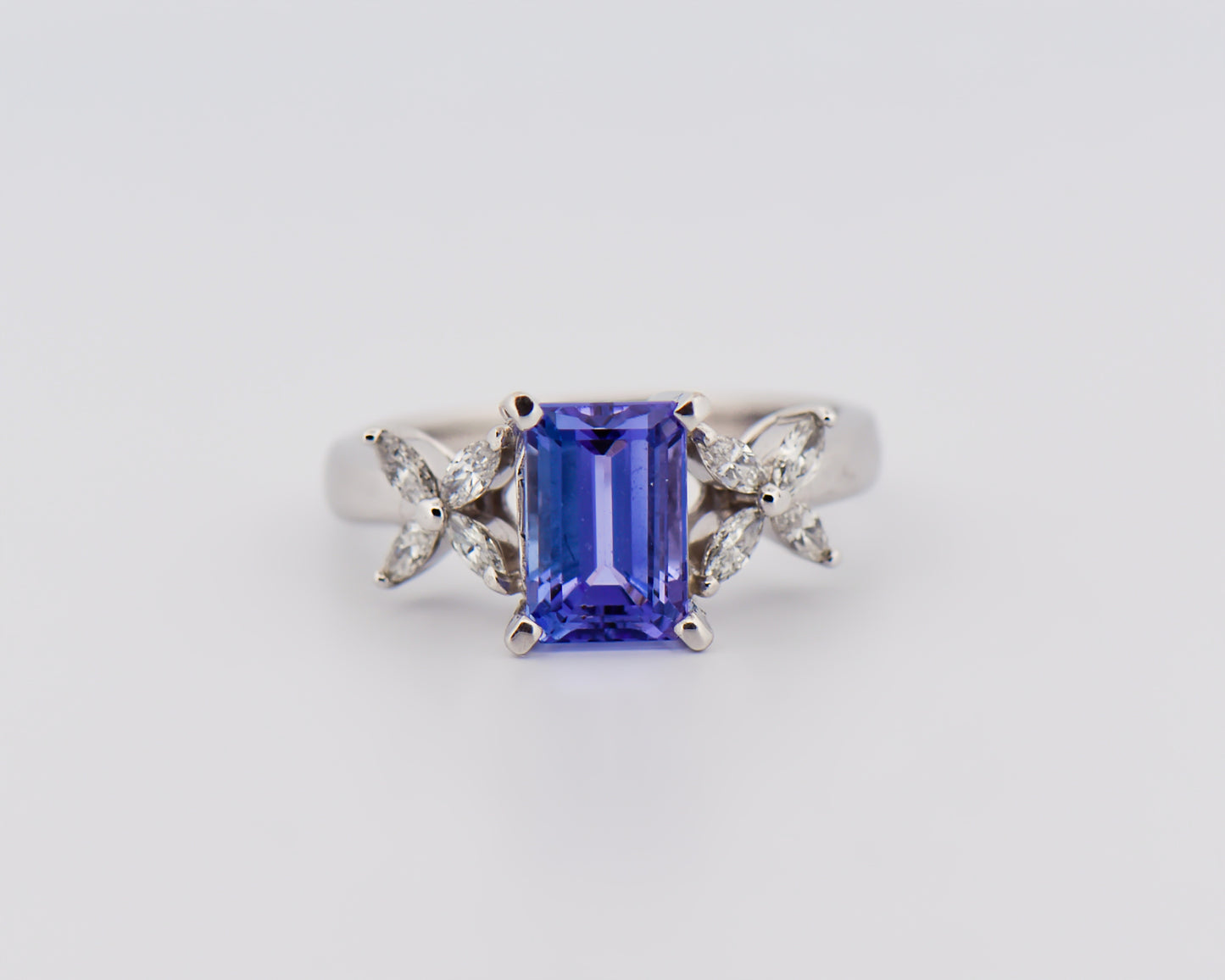 Emerald-Cut Tanzanite Ring with Diamond Accents