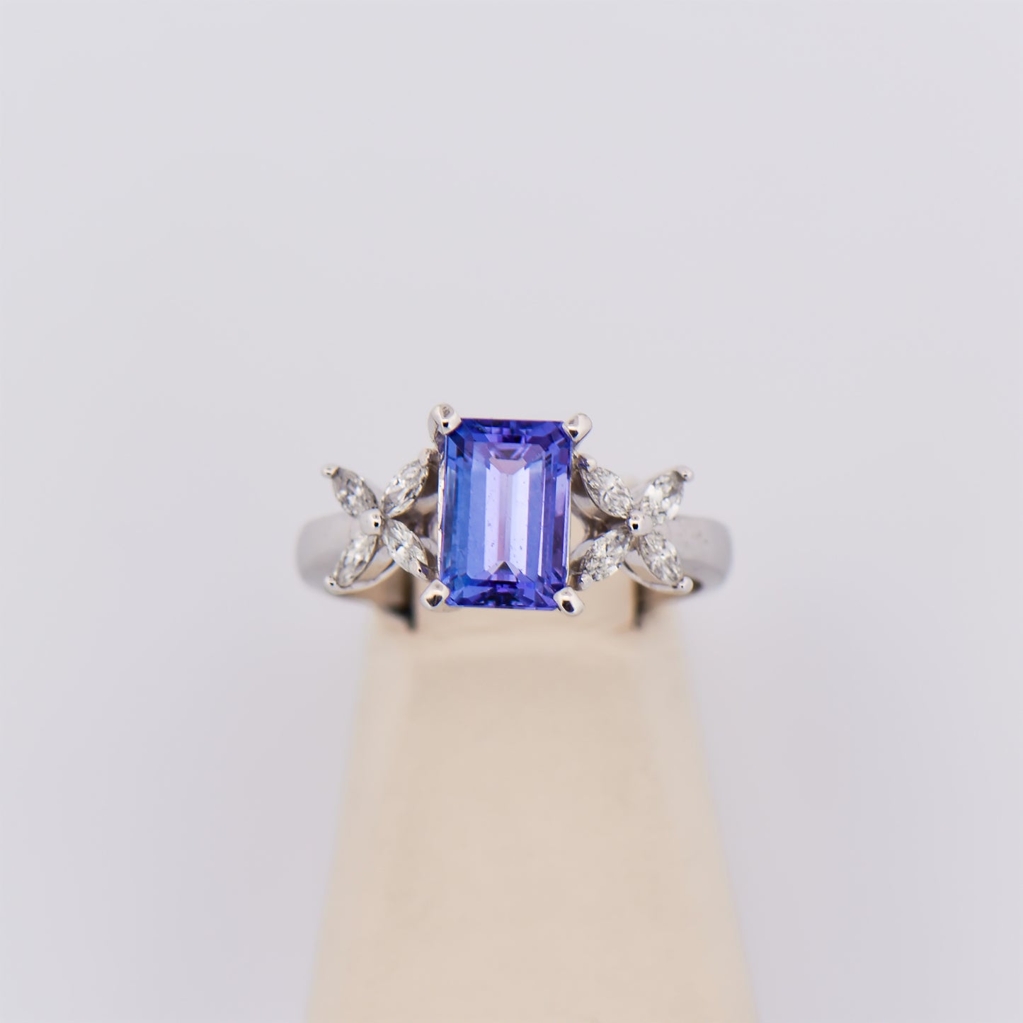 Emerald-Cut Tanzanite Ring with Diamond Accents