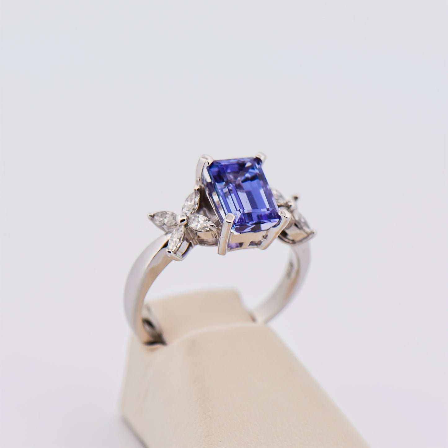 Emerald-Cut Tanzanite Ring with Diamond Accents