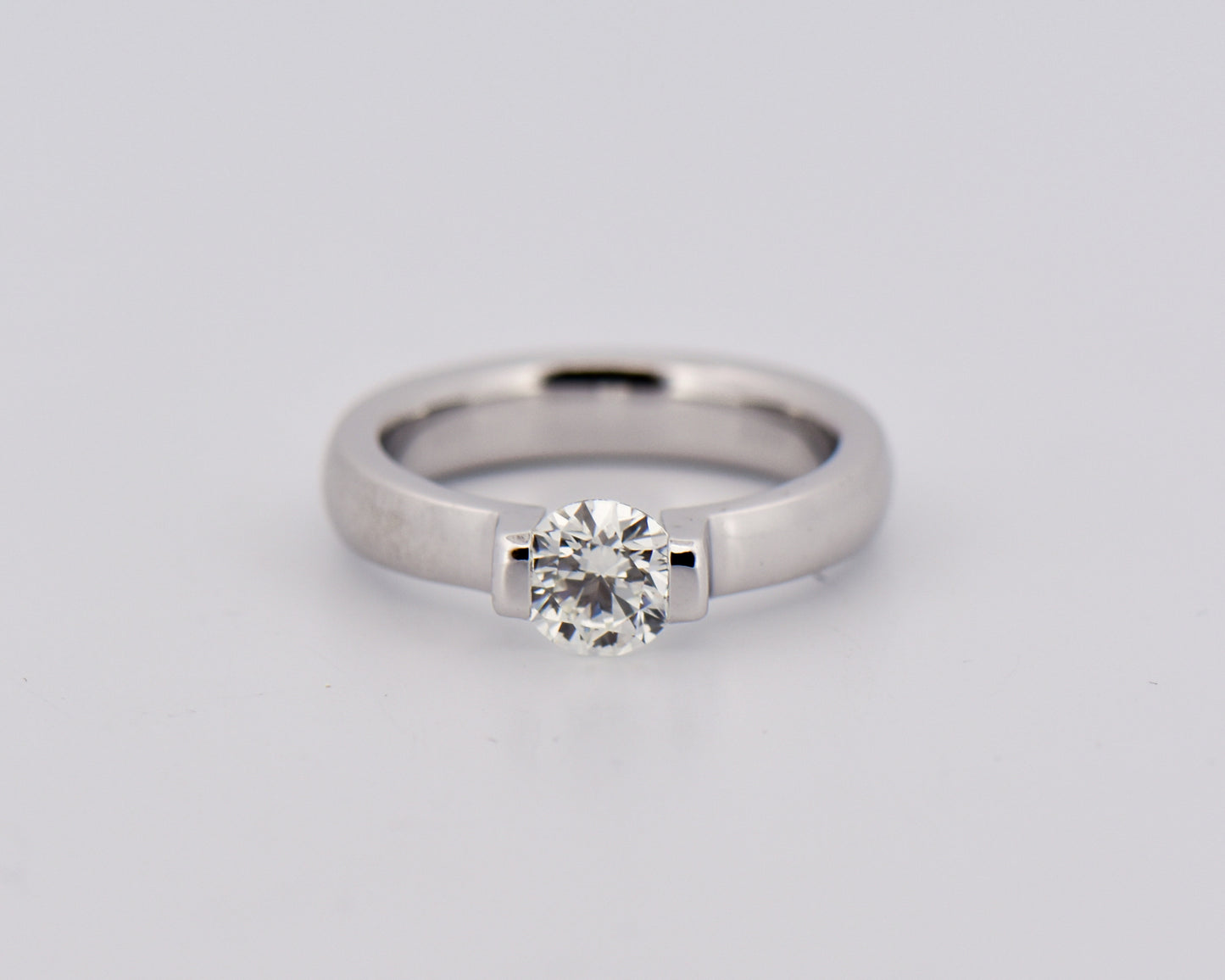 Tension Set Diamond Engagement Ring in White Gold