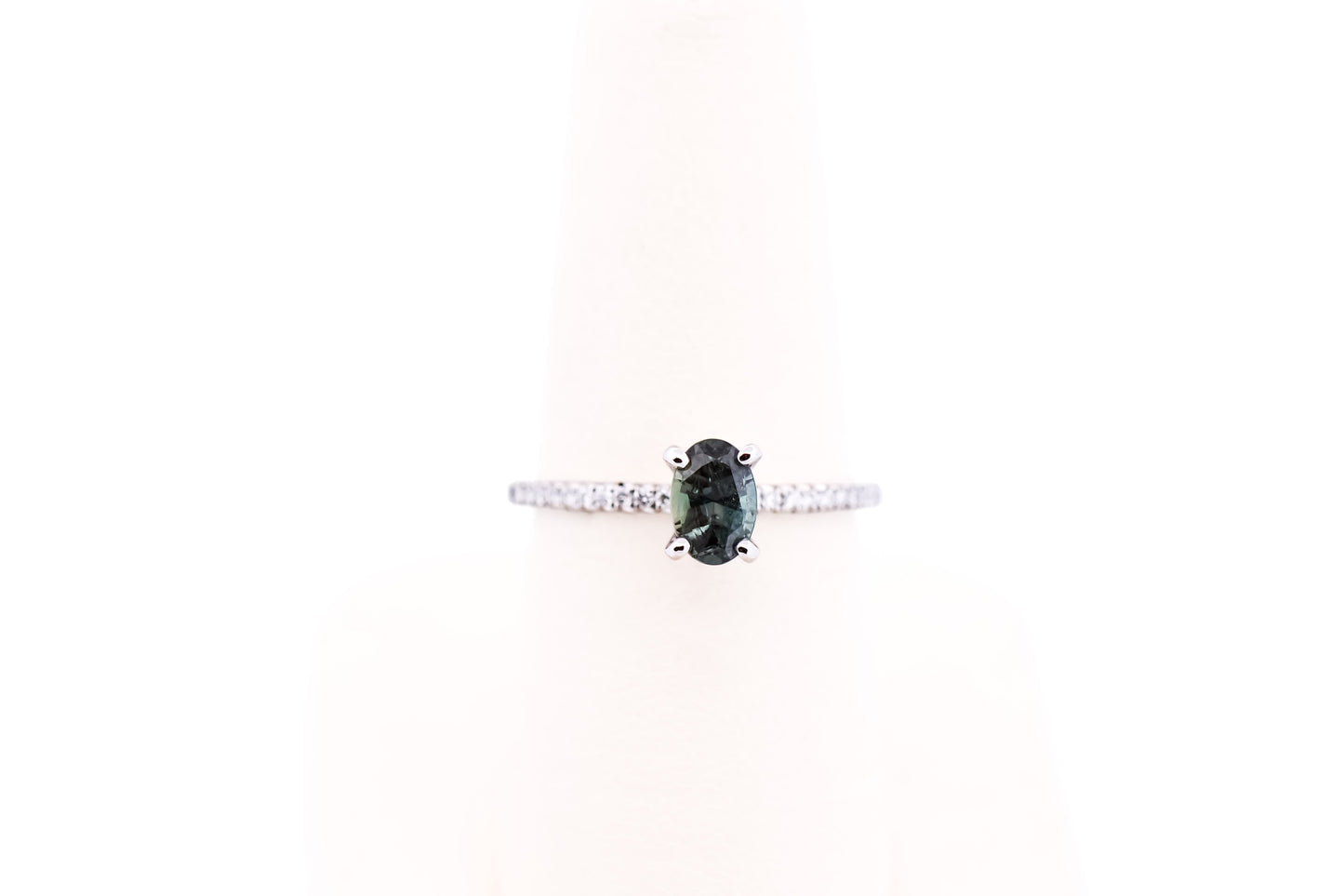 Natural Brazilian Alexandrite & Diamond Engagement Ring in White Gold