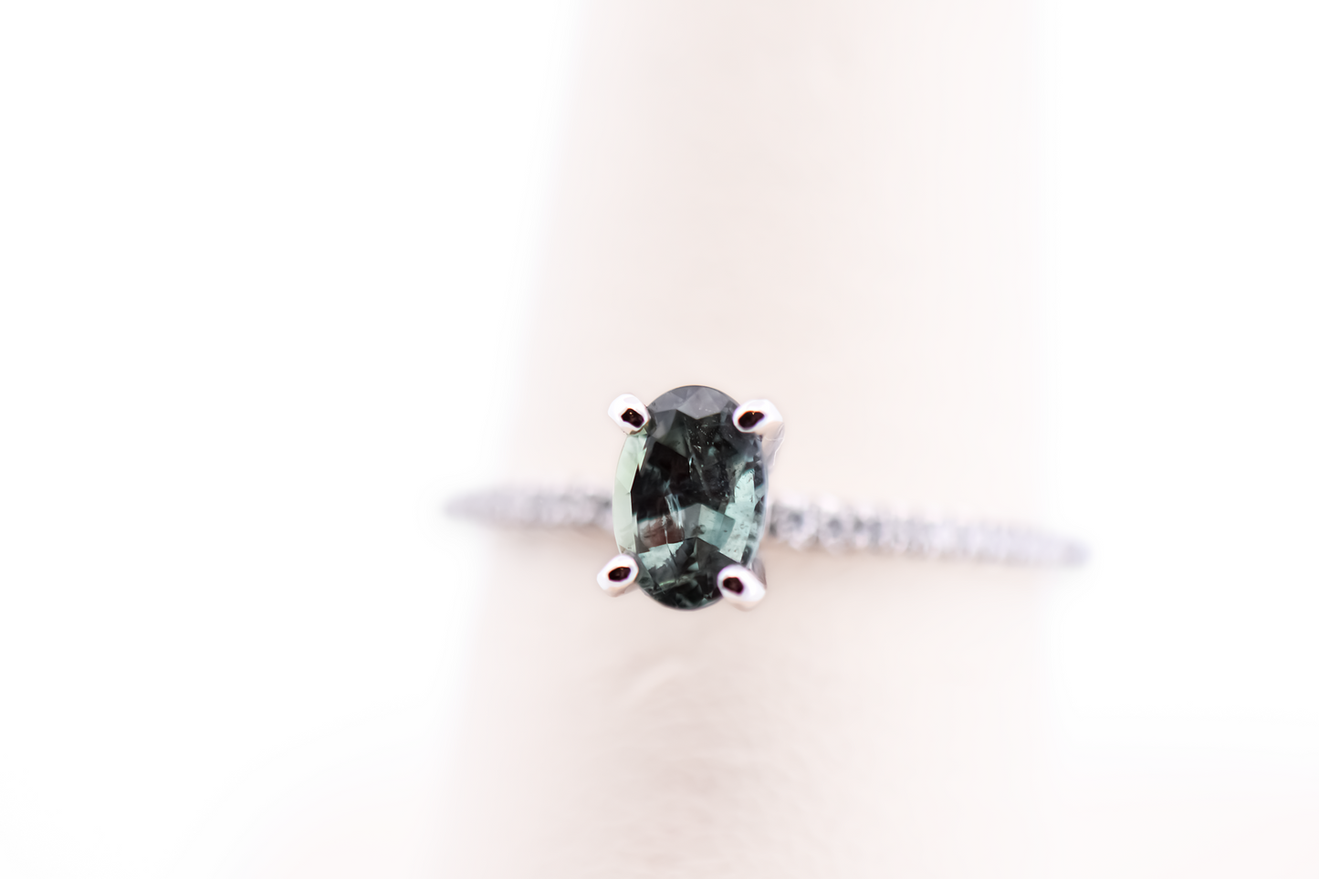 Natural Brazilian Alexandrite & Diamond Engagement Ring in White Gold