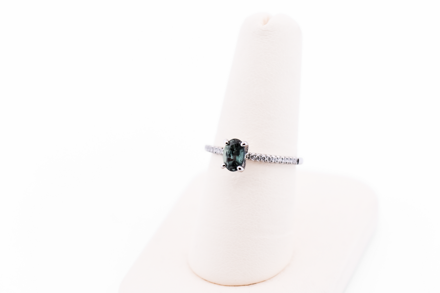 Natural Brazilian Alexandrite & Diamond Engagement Ring in White Gold