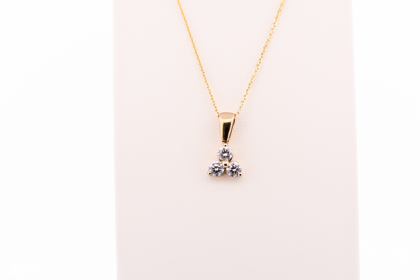 Three-Stone Diamond Cluster Pendant in Yellow Gold