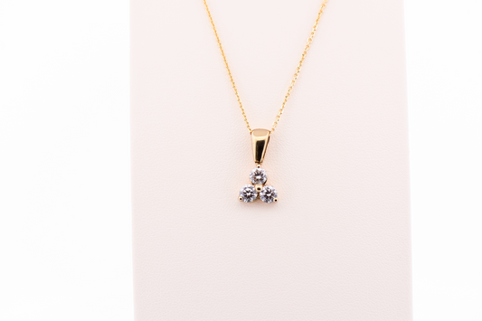 Three-Stone Diamond Cluster Pendant in Yellow Gold