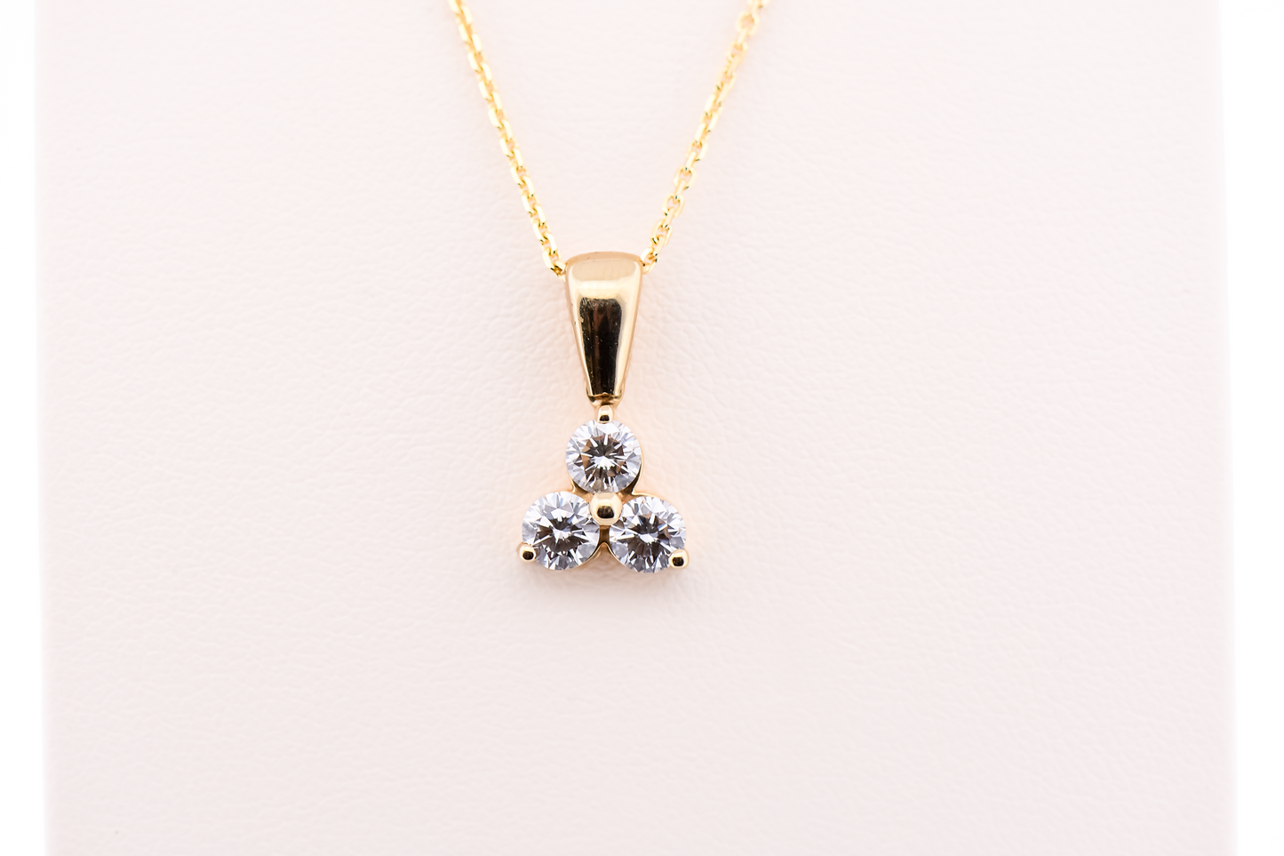 Three-Stone Diamond Cluster Pendant in Yellow Gold