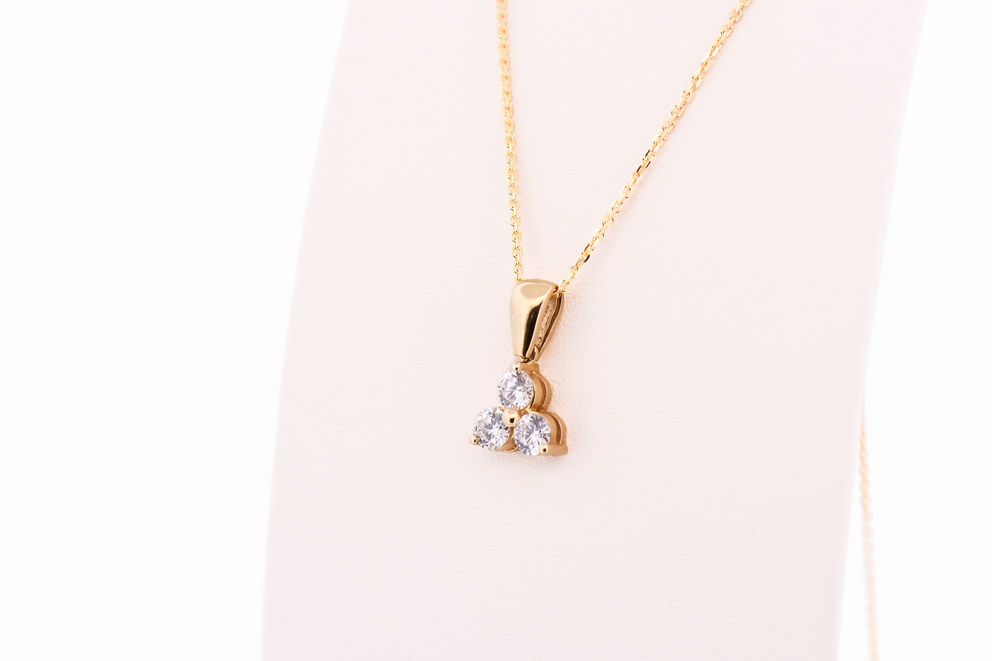 Three-Stone Diamond Cluster Pendant in Yellow Gold
