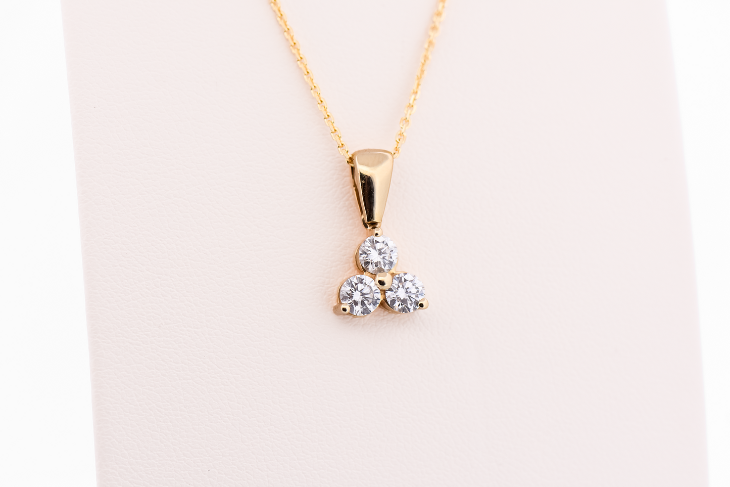 Three-Stone Diamond Cluster Pendant in Yellow Gold