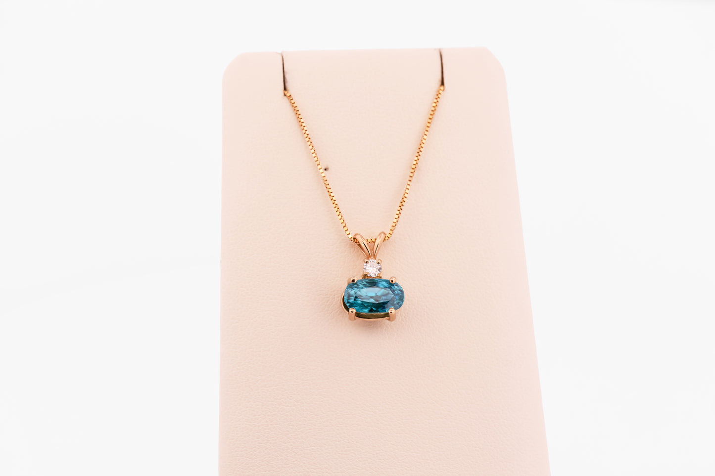 Top Gem Blue Zircon & Diamond Pendant - December Birthstone