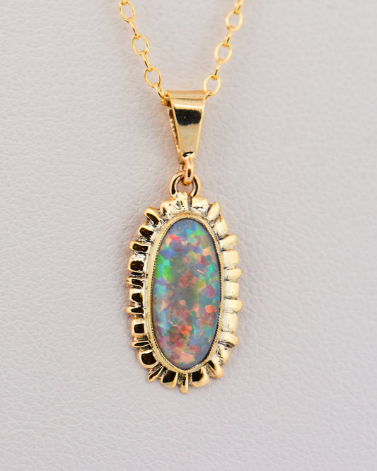Antique Top Gem Opal Pendant with 17-inch Chain