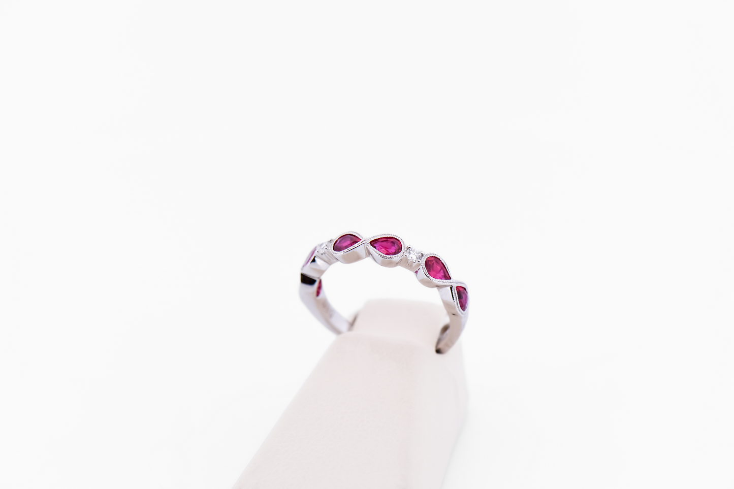 Top Gem Quality Ruby Wedding Band - Infinity Style White Gold
