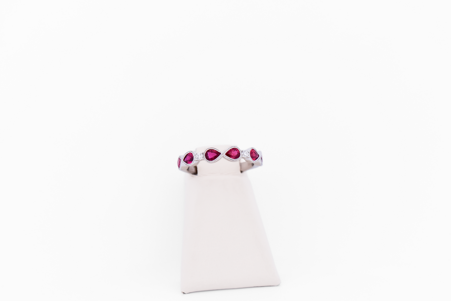 Top Gem Quality Ruby Wedding Band - Infinity Style White Gold