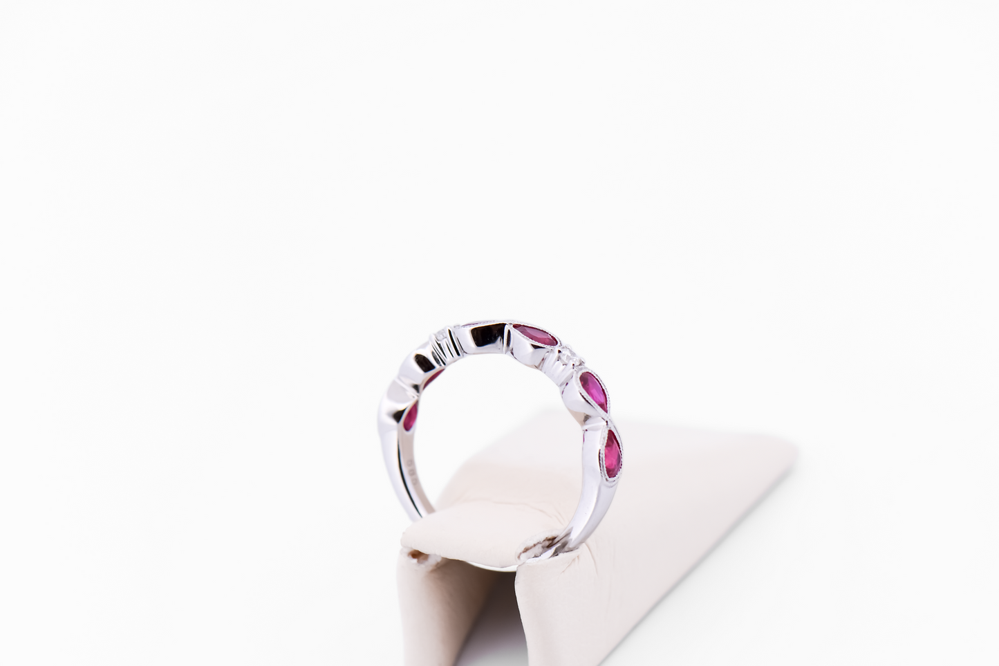 Top Gem Quality Ruby Wedding Band - Infinity Style White Gold