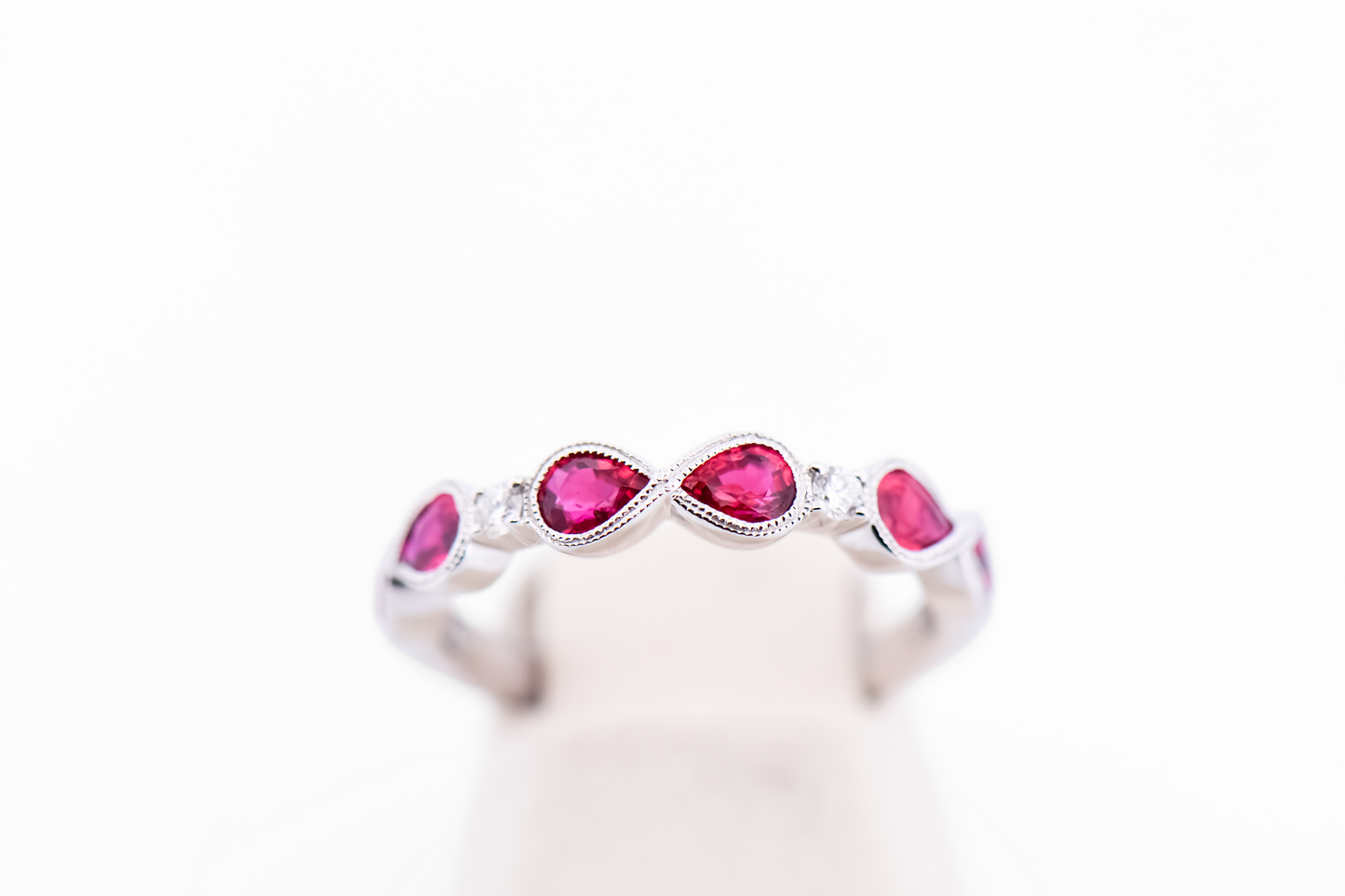 Top Gem Quality Ruby Wedding Band - Infinity Style White Gold