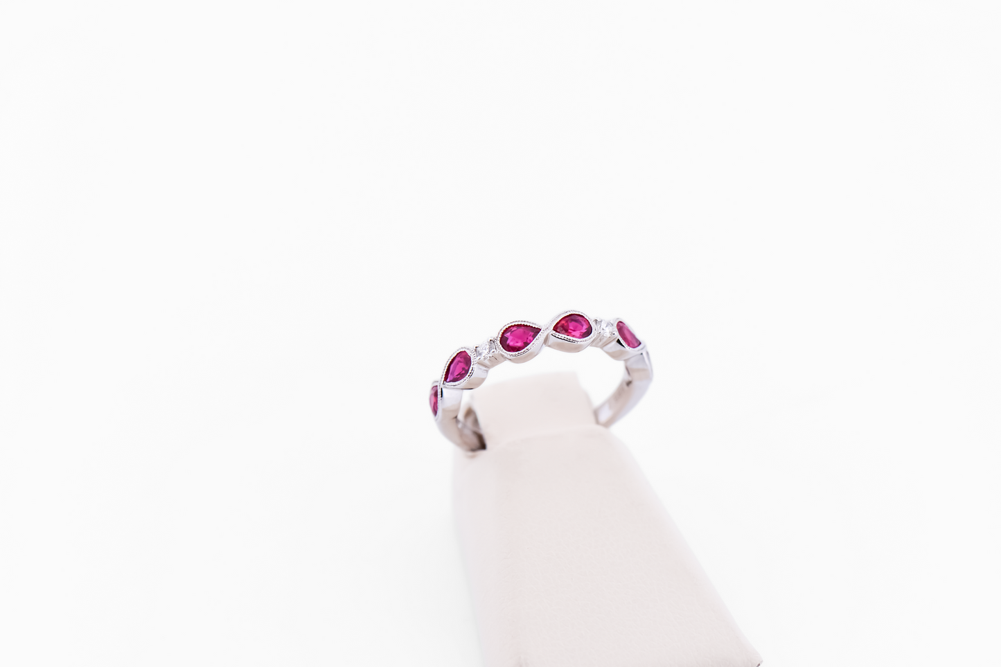 Top Gem Quality Ruby Wedding Band - Infinity Style White Gold