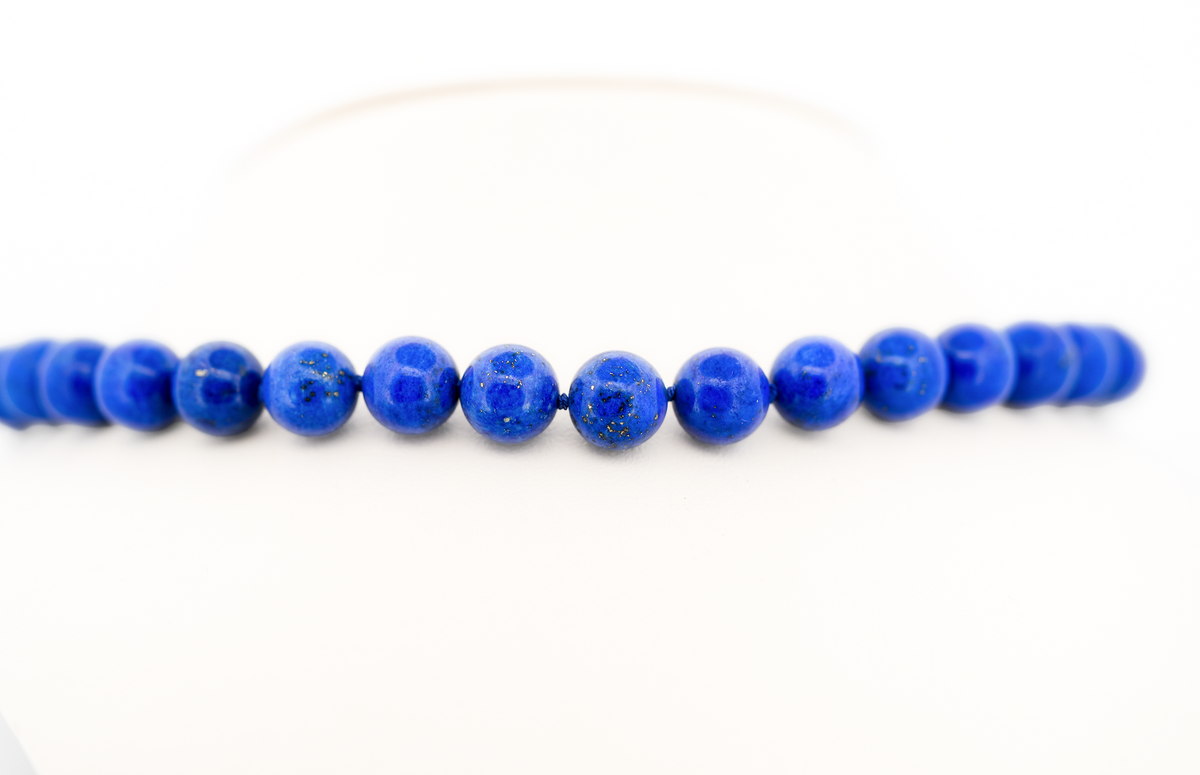 Top Quality 10mm Lapis Bead Strand on 14k Clasp - Natural Color