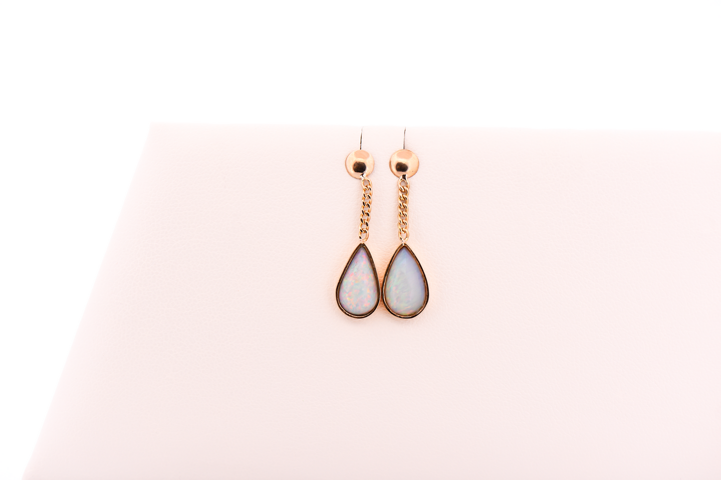 Top Quality Brazilian Opal Dangle Earrings in 14k Yellow Gold