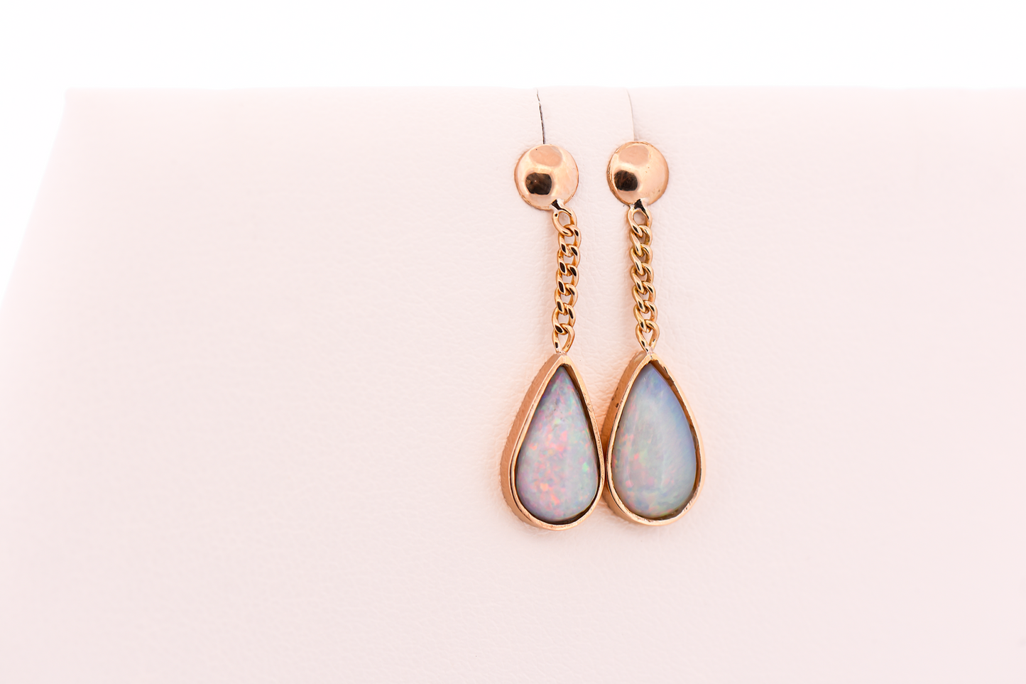 Top Quality Brazilian Opal Dangle Earrings in 14k Yellow Gold