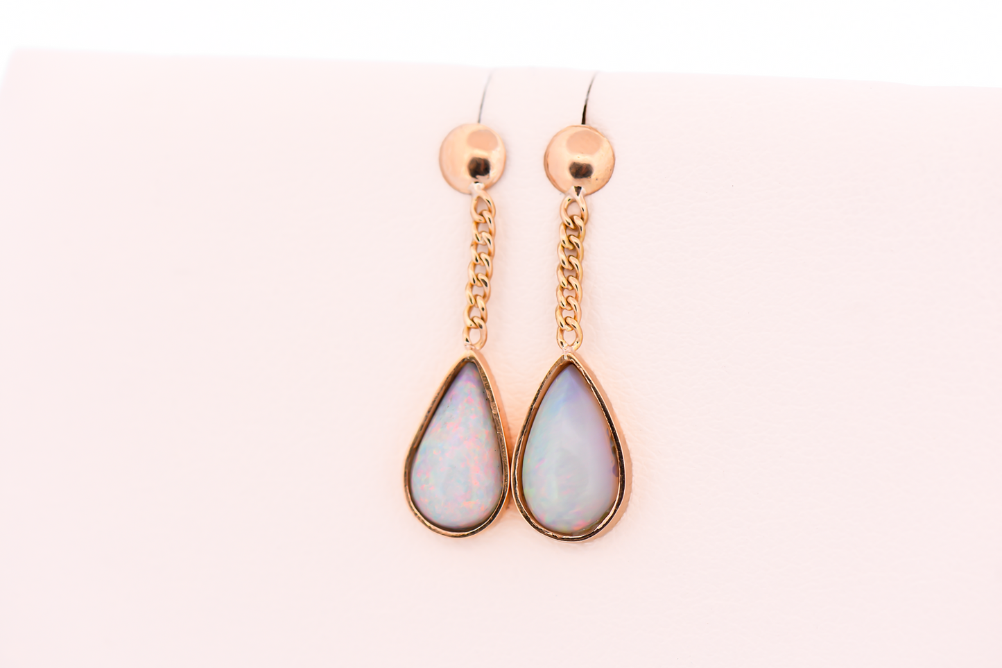Top Quality Brazilian Opal Dangle Earrings in 14k Yellow Gold