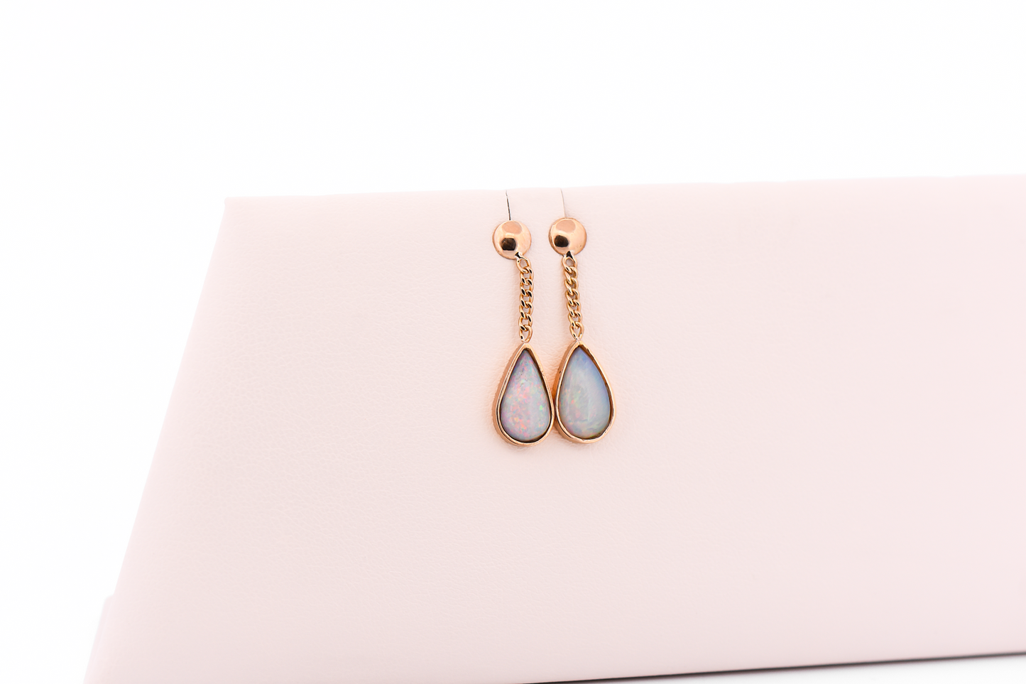 Top Quality Brazilian Opal Dangle Earrings in 14k Yellow Gold
