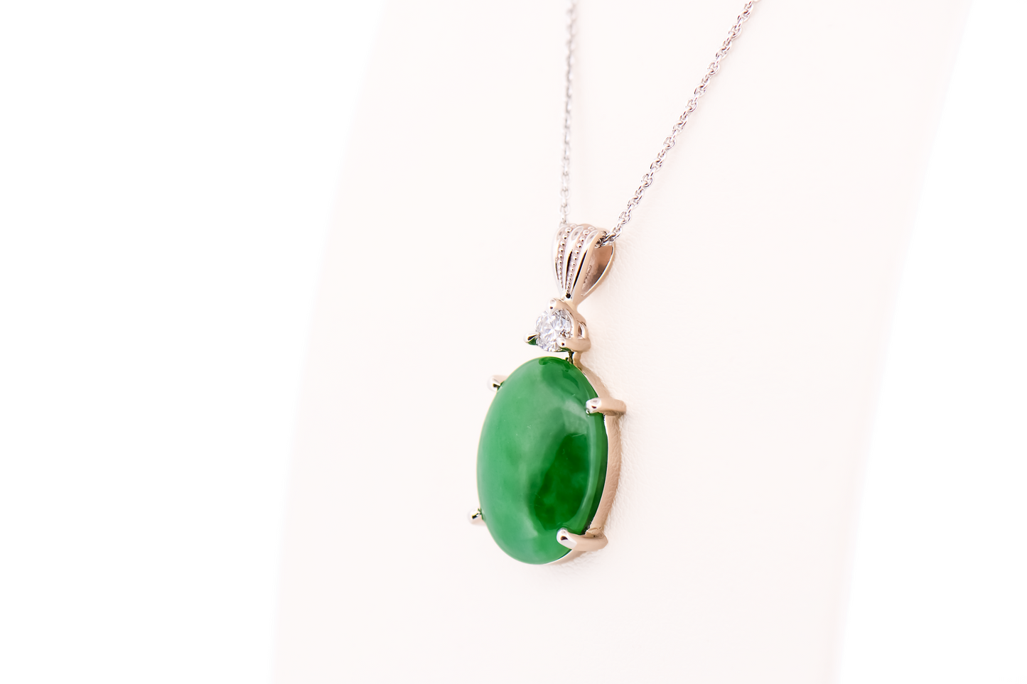 Top Quality Burmese Jade and Diamond Pendant- GIA Untreated Jadeite